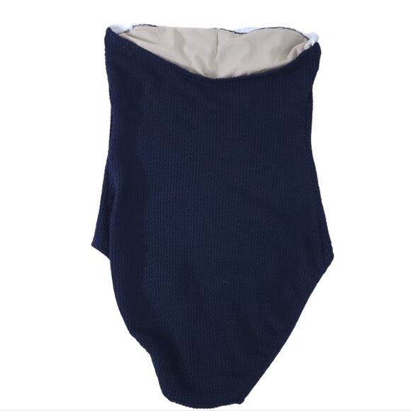 Vintage One Piece Swimsuit Black White Bow Strapless, Barbiecore, Fits Small - Picture 2 of 7